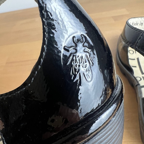 Fly London Black Patent Leather Mary Jane Wedge Strap Sandal Heels - Picture 5 of 11